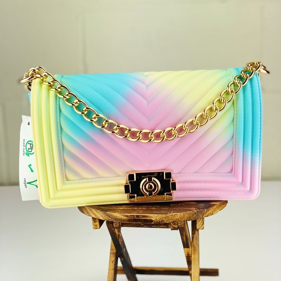 Rainbow Jelly Handbag Crossed body Purse - Picture 2 of 8